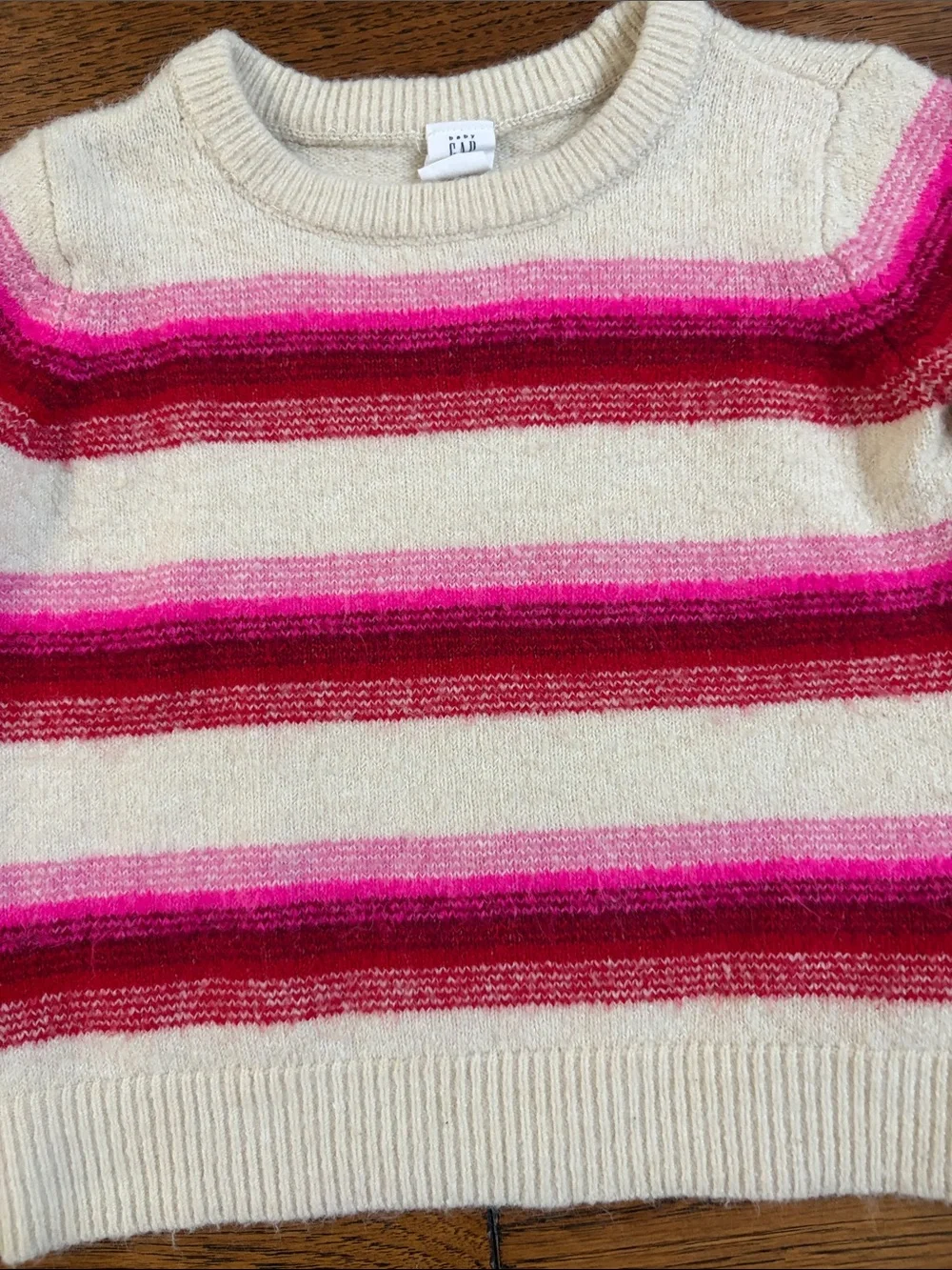 GAP Cream Sweater with Pink and Red Stripes